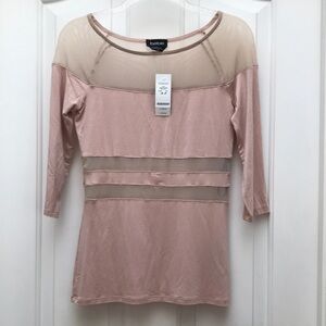 BeBe Blush Pink Mesh Inset Top - Color Rose Dust 🌸